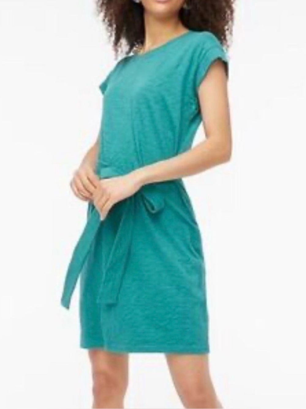 J. Crew Tie Waist Teal Cotton Dress